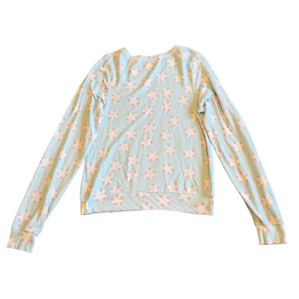 Wildfox Star Print Pullover Sweater Stretchy Pastel Comfy Cozy Size Small Womens